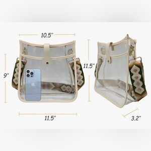 Clear Crossbody Bag with Beige Trim